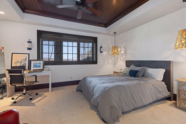 6425 Virginia Dr, Victoria, MN 55331 - bedroom with a raised ceiling, wooden ceiling, carpet flooring, a desk, and recessed lighting