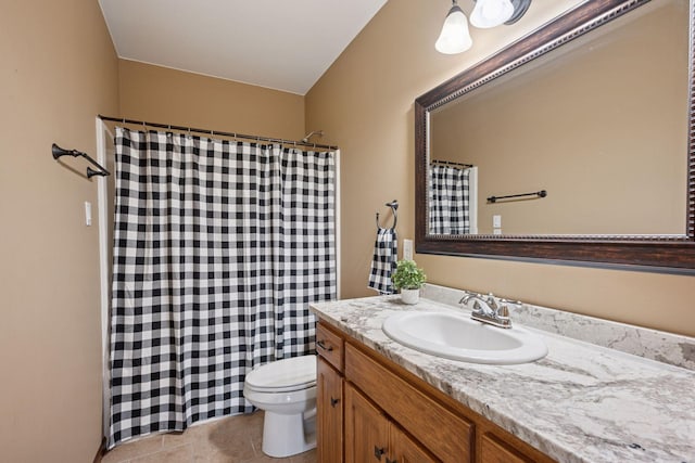 21804 Majestic Dr, Saint Augusta, MN 55320 - full bath with vanity, tile patterned floors, curtained shower, and toilet