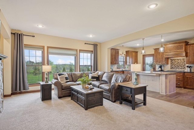 21804 Majestic Dr, Saint Augusta, MN 55320 - living area featuring recessed lighting, a wealth of natural light, and light carpet