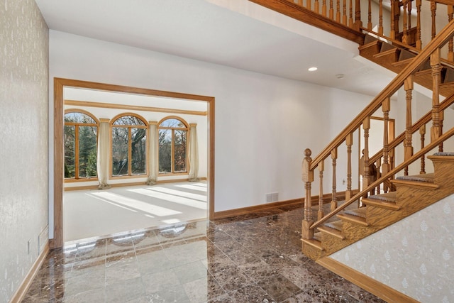 4 Antrim Ter, Edina, MN 55439 - foyer with visible vents, baseboards, recessed lighting, and stairs