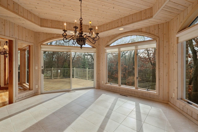 4 Antrim Ter, Edina, MN 55439 - unfurnished sunroom with visible vents and a notable chandelier