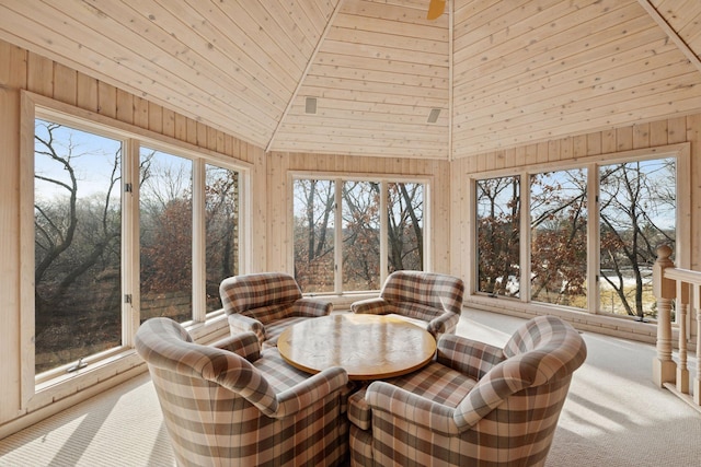 4 Antrim Ter, Edina, MN 55439 - sunroom / solarium featuring high vaulted ceiling, carpet flooring, and a healthy amount of sunlight