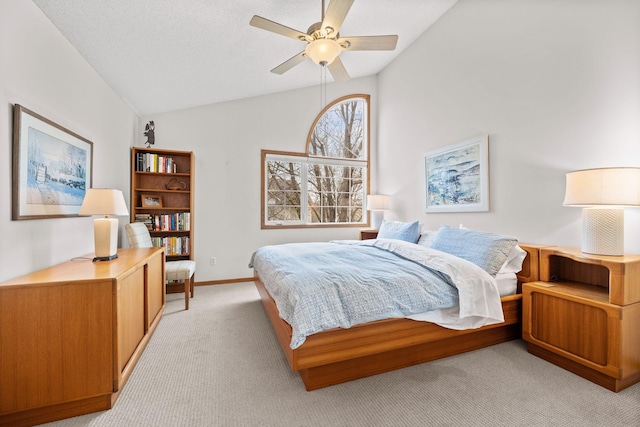 6108 Creek Line Dr, Minnetonka, MN 55345 - bedroom with lofted ceiling, ceiling fan, baseboards, and light carpet