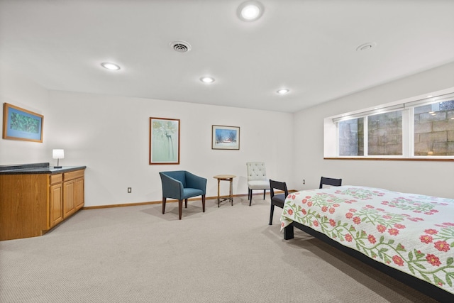 6108 Creek Line Dr, Minnetonka, MN 55345 - bedroom with baseboards, recessed lighting, visible vents, and light colored carpet
