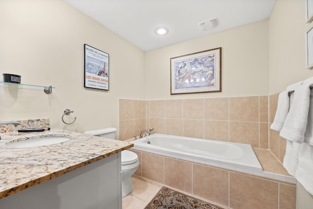 6108 Creek Line Dr, Minnetonka, MN 55345 - bathroom with tile patterned floors, a garden tub, toilet, and vanity