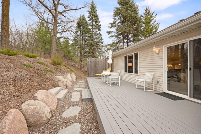 6108 Creek Line Dr, Minnetonka, MN 55345 - wooden terrace with outdoor dining space