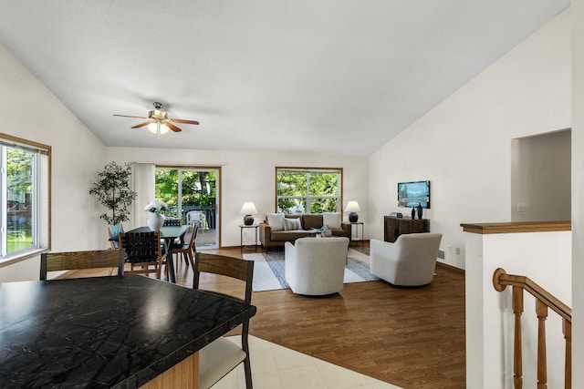 2294 Mathias Rd, Shakopee, MN 55379 - living area with lofted ceiling and ceiling fan