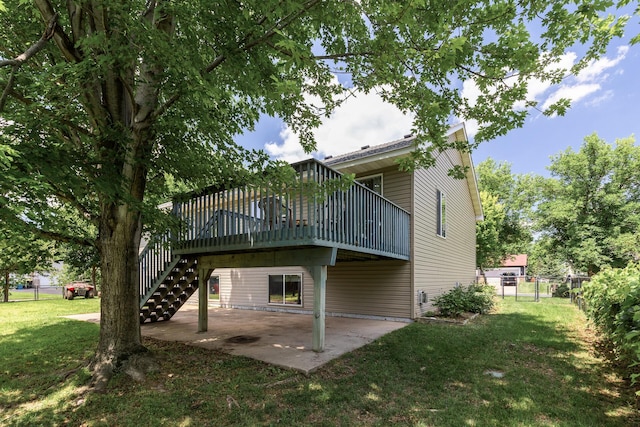 2294 Mathias Rd, Shakopee, MN 55379 - rear view of property featuring a wooden deck, a patio, and stairs