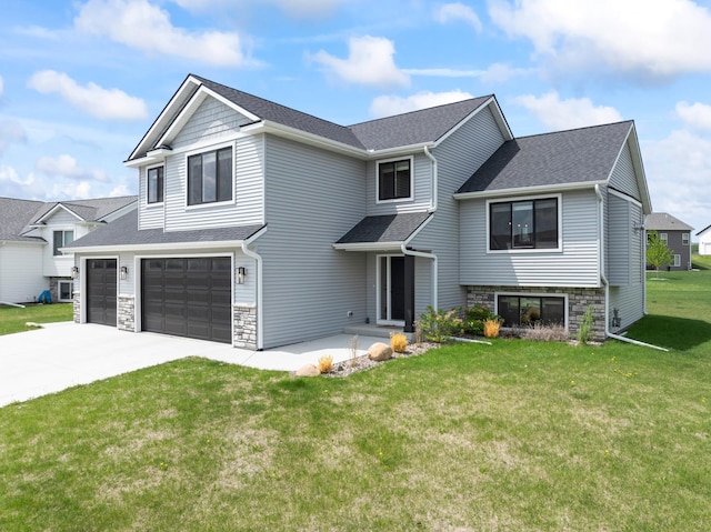 1764 Brandt Dr NE, Byron, MN 55920 - view of front of property featuring a front yard, concrete driveway, a garage, and roof with shingles