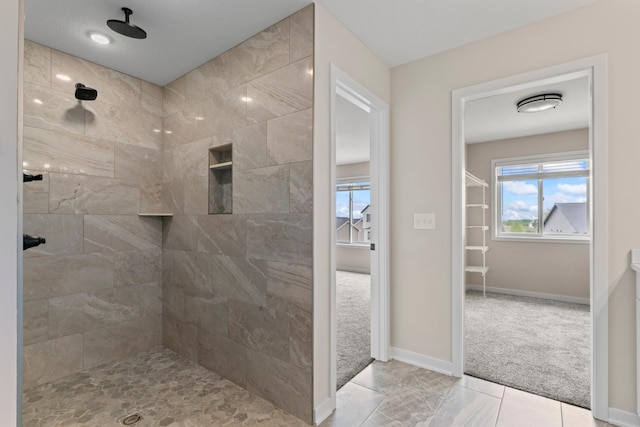 1764 Brandt Dr NE, Byron, MN 55920 - full bathroom with a tile shower, baseboards, and tile patterned floors