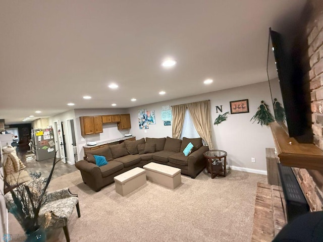 436 2nd Ave E, Halstad, MN 56548 - living area featuring recessed lighting, light carpet, and baseboards