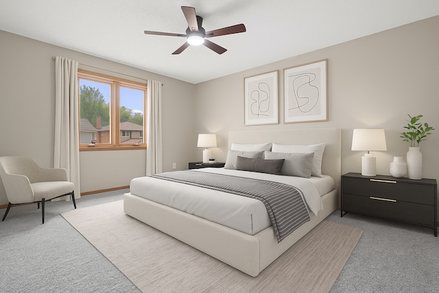 4418 Chowen Ave N, Robbinsdale, MN 55422 - bedroom with light colored carpet, baseboards, and a ceiling fan
