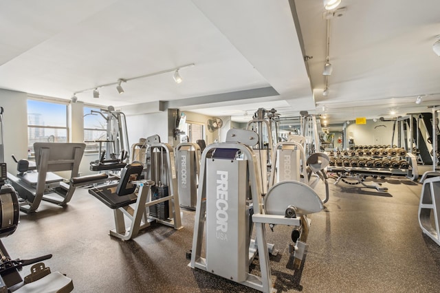 401 1st St Unit 308, Minneapolis, MN 55401 - workout area with rail lighting and healthy amount of natural light