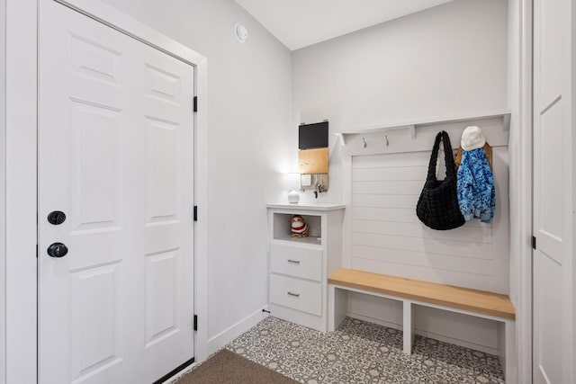 mudroom with baseboards