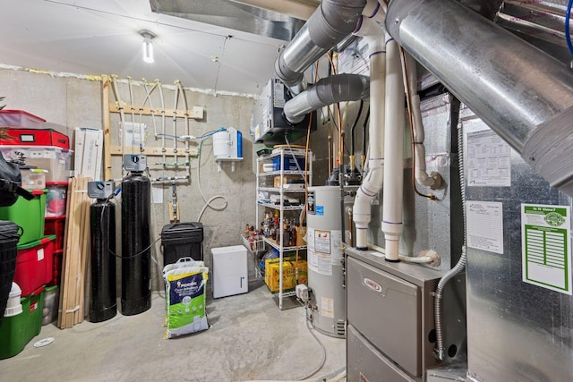 utility room with water heater