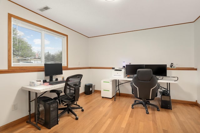 1602 River St, Monticello, MN 55362 - office space with light wood-style flooring, baseboards, and crown molding