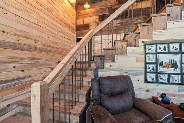16688 248th St, Long Prairie, MN 56347 - stairway featuring wooden walls