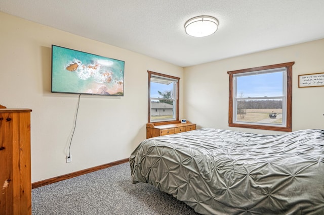 bedroom with carpet flooring, multiple windows, and baseboards