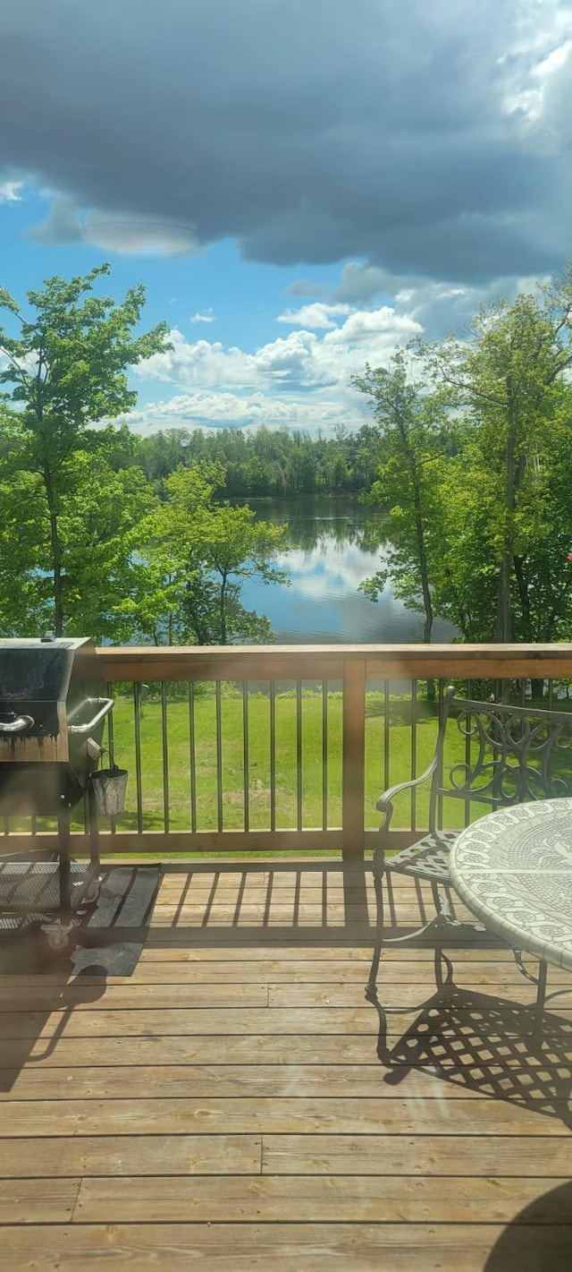 1794 White Ash Dr, Apple River Twp, WI 54810 - wooden terrace featuring a water view