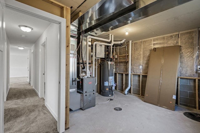 interior space with gas water heater