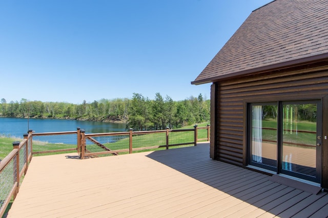 24341 Bluebird Ave, Trommald, MN 56441 - wooden deck with a water view and a forest view