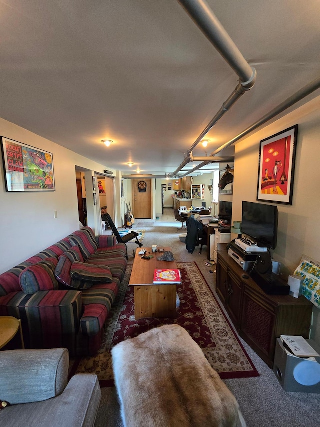 living room with carpet floors