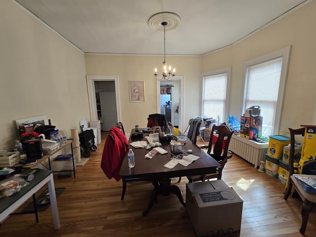 dining room featuring a notable chandelier and wood finished floors