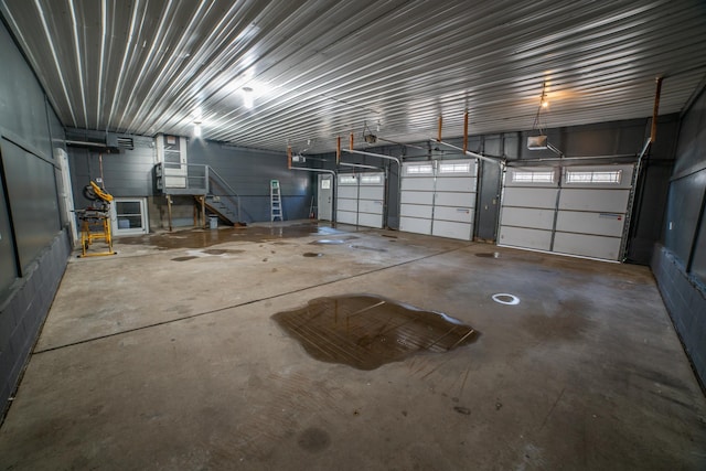 garage with metal wall