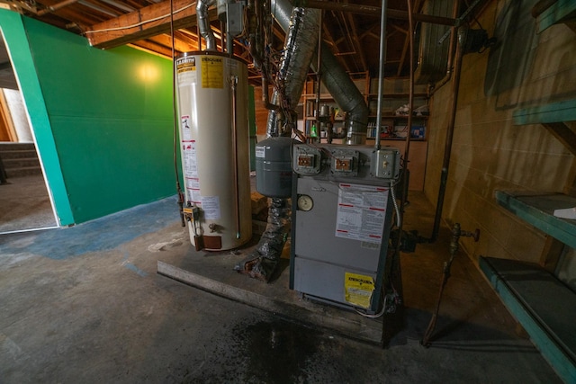 utilities with a heating unit and water heater