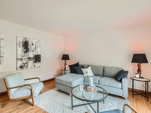 living room featuring baseboards and wood finished floors