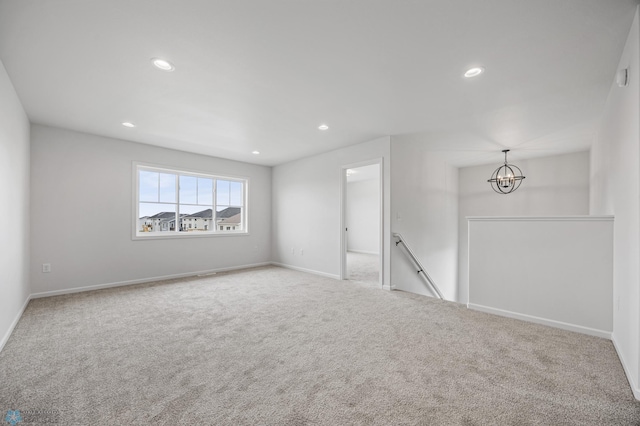 3187 Archer Pl S, Fargo, ND 58104 - unfurnished room featuring carpet floors, recessed lighting, a chandelier, and baseboards