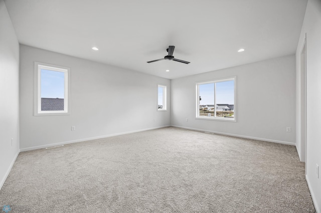 3187 Archer Pl S, Fargo, ND 58104 - carpeted empty room featuring ceiling fan, baseboards, and recessed lighting