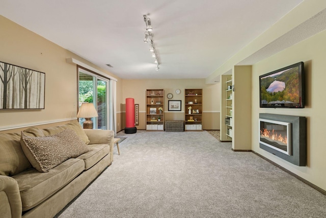 1794 Karis Way, Eagan, MN 55122 - living area with carpet, track lighting, and a glass covered fireplace