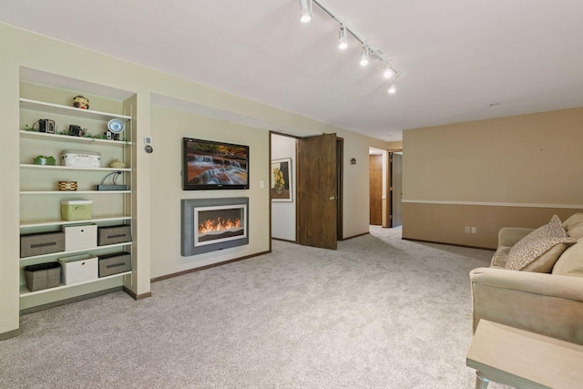 1794 Karis Way, Eagan, MN 55122 - carpeted living room with rail lighting and a lit fireplace
