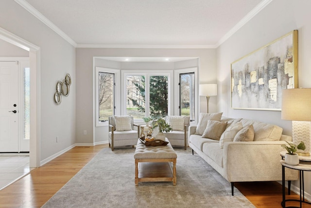 7604 Delaney Blvd, Edina, MN 55439 - living area with baseboards, wood finished floors, and ornamental molding