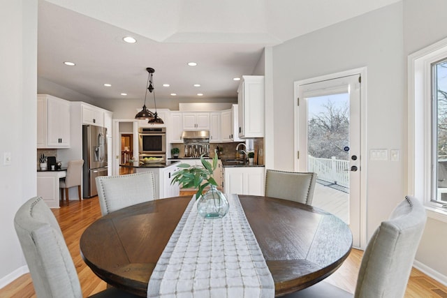 7604 Delaney Blvd, Edina, MN 55439 - dining space with recessed lighting, light wood-style floors, and baseboards