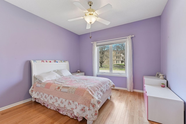 7604 Delaney Blvd, Edina, MN 55439 - bedroom featuring a ceiling fan, visible vents, baseboards, and light wood-style floors