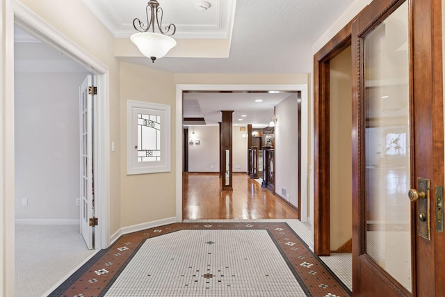 7604 Delaney Blvd, Edina, MN 55439 - corridor featuring visible vents, ornamental molding, and baseboards
