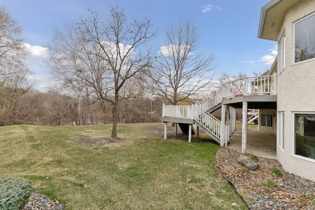 7604 Delaney Blvd, Edina, MN 55439 - view of green lawn featuring stairway and a deck