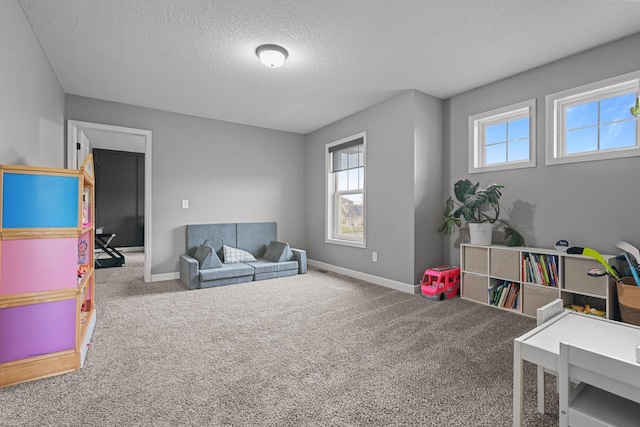 5836 Radford Ave NE, Otsego, MN 55374 - recreation room with carpet floors, a textured ceiling, and baseboards
