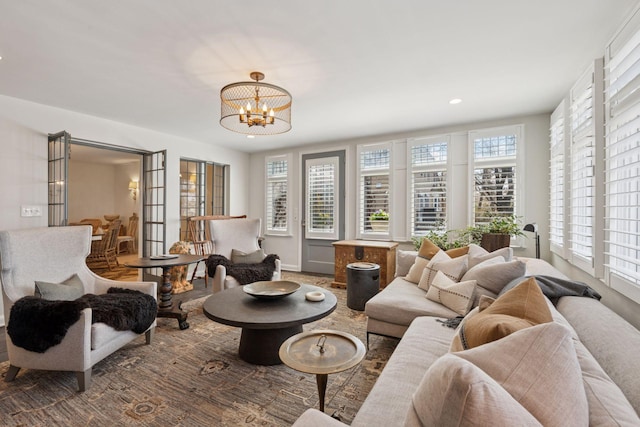4232 Fremont Ave S, Minneapolis, MN 55409 - living room featuring a chandelier and recessed lighting