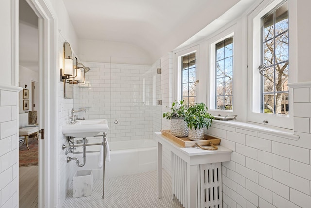 4232 Fremont Ave S, Minneapolis, MN 55409 - full bathroom featuring tile walls and shower / bathtub combination