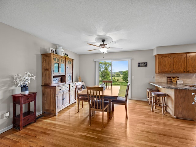 26635 Variolite St NW, Stanford Twp, MN 55070 - dining room featuring light wood-style flooring, ceiling fan, and a textured ceiling