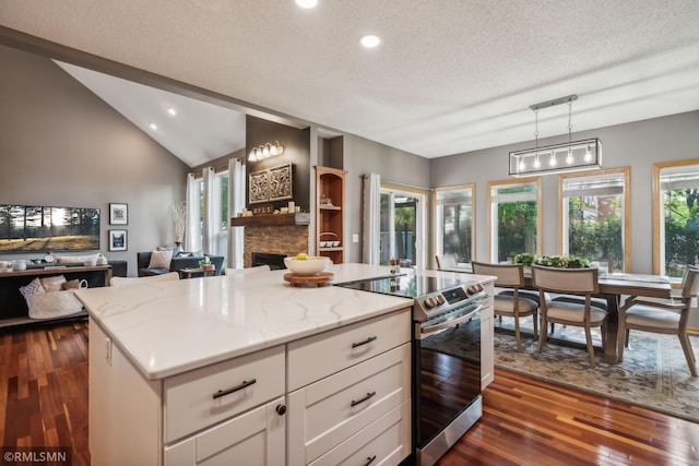 4022 Yosemite Ave S, Saint Louis Park, MN 55416 - kitchen featuring recessed lighting, a textured ceiling, electric range, and white cabinets