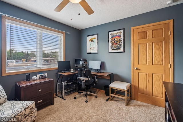 4022 Yosemite Ave S, Saint Louis Park, MN 55416 - office area with carpet floors, a textured ceiling, and ceiling fan