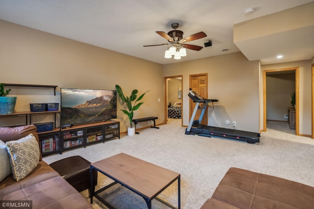 4022 Yosemite Ave S, Saint Louis Park, MN 55416 - living area with carpet flooring, baseboards, and ceiling fan
