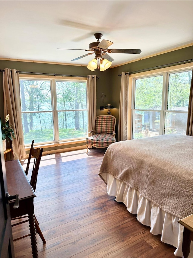 38985 337th Ln, Aitkin, MN 56431 - bedroom with multiple windows, wood finished floors, and a ceiling fan