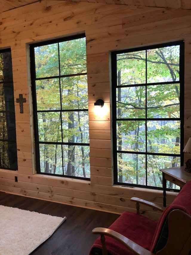 38985 337th Ln, Aitkin, MN 56431 - sitting room featuring wood walls, hardwood / wood-style flooring, and healthy amount of natural light
