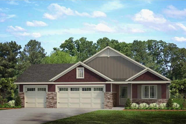 10052 177th Cir NW, Elk River, MN 55330 - craftsman-style home with driveway, board and batten siding, a garage, and stone siding
