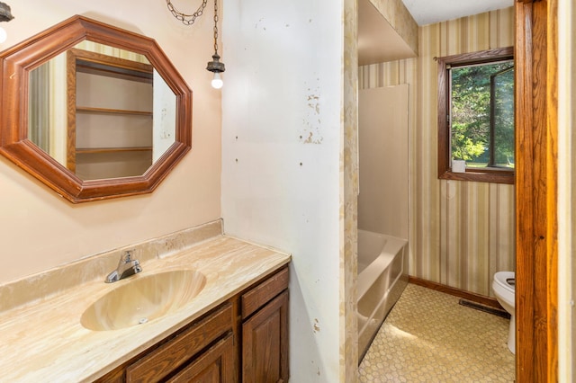 409 Dale Dr SE, Remer, MN 56672 - bathroom with wallpapered walls and vanity